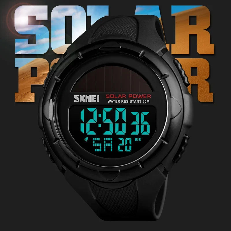 SKMEI 1405 Solar For Power Enviormentally Alarm Male Clock reloj hombre Men Luminous Watches Sport Digital Mens Wristwatches