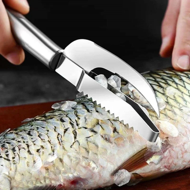2in1 Fish Skin Brush Fast Remove Fish Scale Scraper Planer Tool Fish Scaler Fishing Knife Cleaning Tools Kitchen Accessories