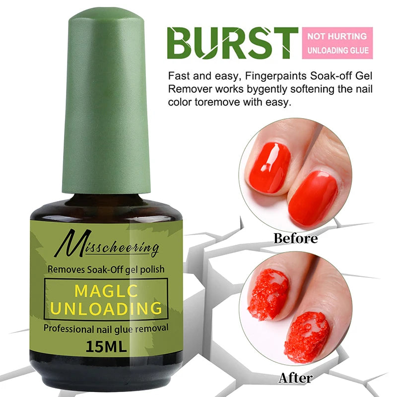 Misscheering 15ml Magic Fast Nail Gel Polish Remover Clean UV Soak Off Semi Permanent Varnish Nail Art Removal Tools Manicure