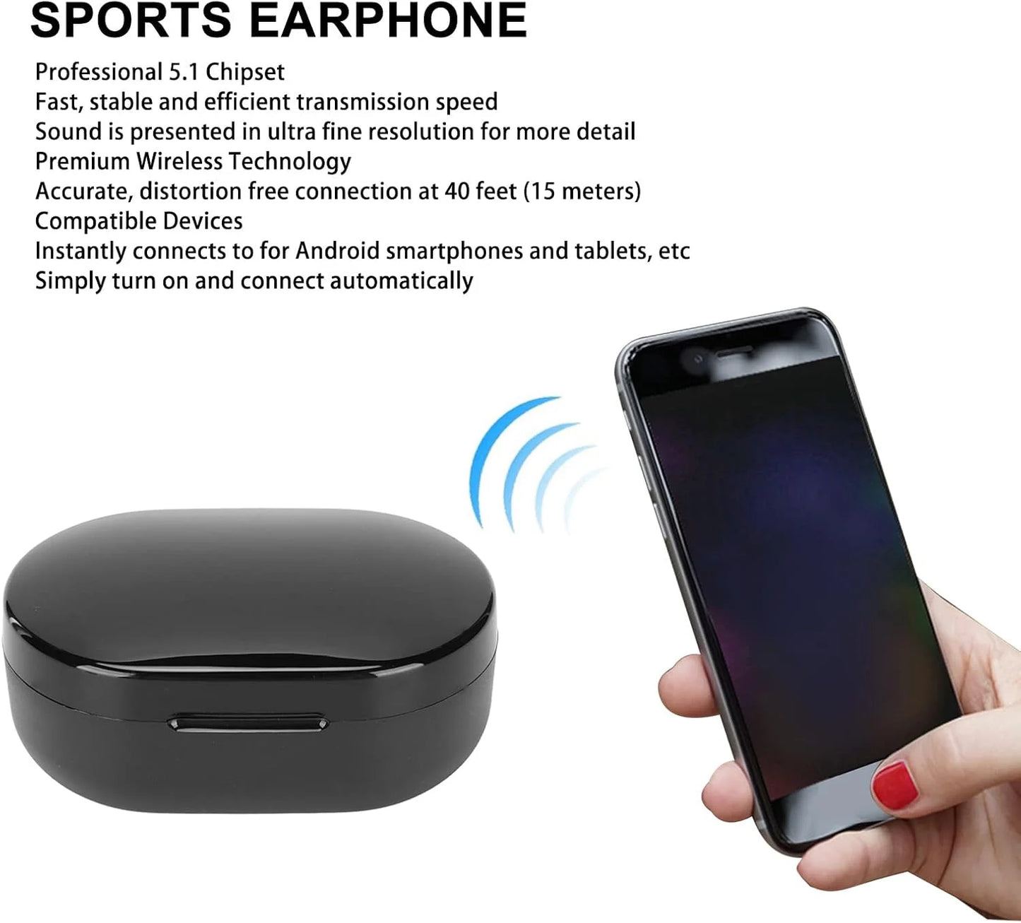 A6S Wireless Bluetooth Earphones Touch Control Sport Headset LED Display Stereo Sound For Mobile Phones