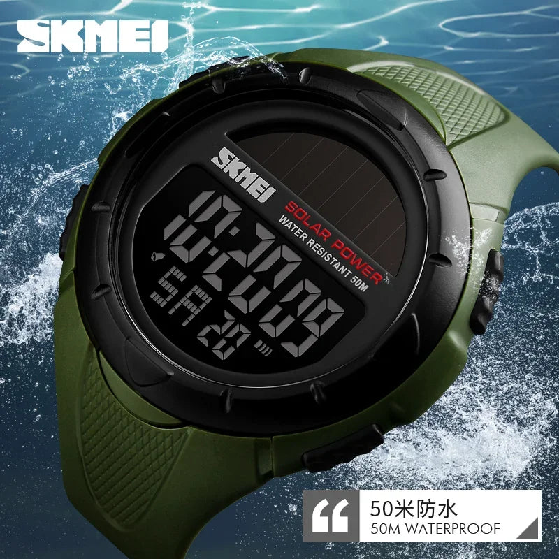 SKMEI 1405 Solar For Power Enviormentally Alarm Male Clock reloj hombre Men Luminous Watches Sport Digital Mens Wristwatches
