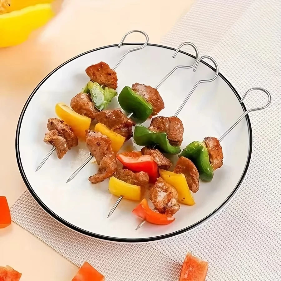 1set Stainless Steel Air Fryer Rack With 4 Roast Meat Picks Grill Air Fryer Accessories Cooking Rack Kitchen