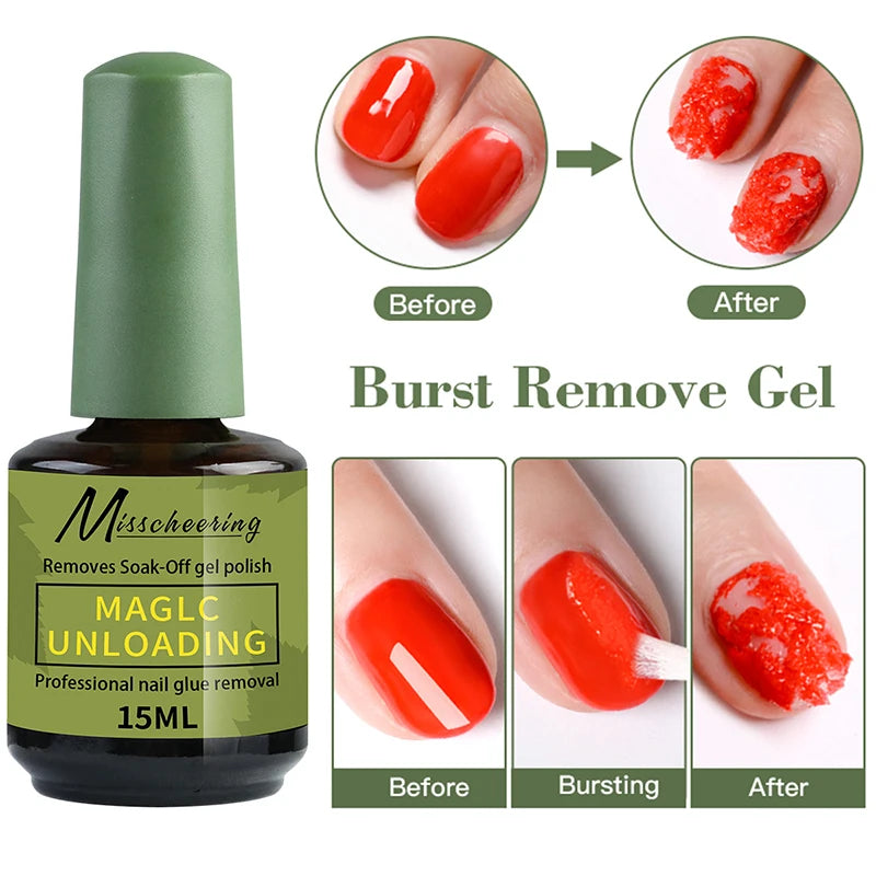 Misscheering 15ml Magic Fast Nail Gel Polish Remover Clean UV Soak Off Semi Permanent Varnish Nail Art Removal Tools Manicure